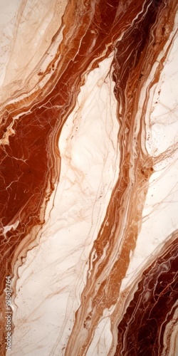a close-up view marble surface with a marbled pattern of brown and white marble