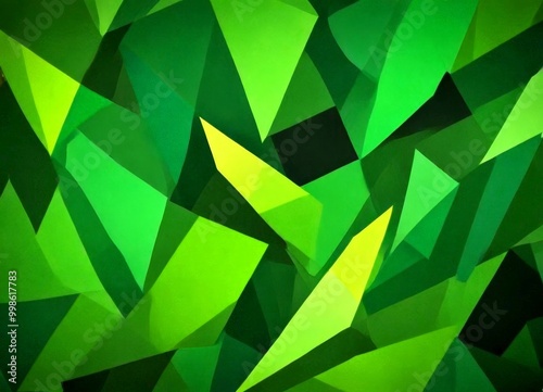 a geometric pattern composed of various shades of green, black, and gray, creating a visually striking and abstract design