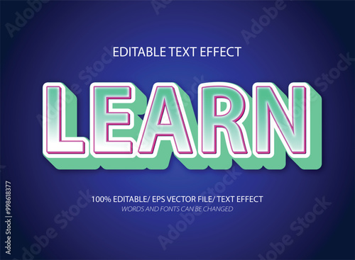 Learn 3d editable text effect template