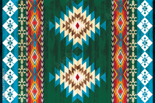 The geometric southwestern Aztec pattern makes a statement with rich colors that are easy to coordinate with a range of decor styles. photo