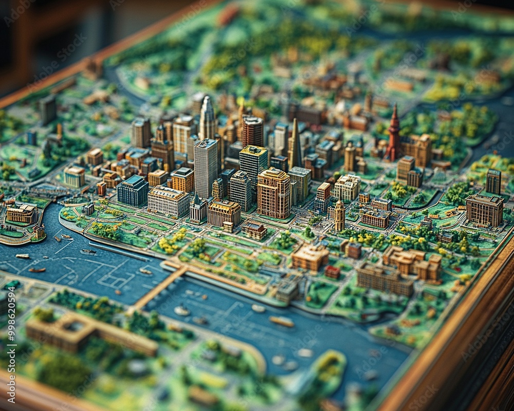 Obraz premium Detailed Close-Up of a Vivid Map Highlighting Geographic Features and Locations for Exploration