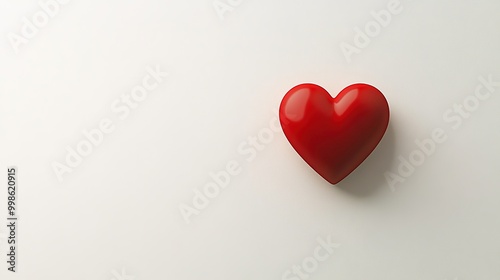 simple red heart floating in the center of a clean white background, creating a minimalist and elegant design -