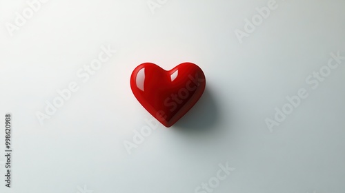 simple red heart floating in the center of a clean white background, creating a minimalist and elegant design -