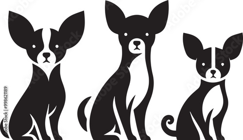 Flat design chihuahua silhouette set