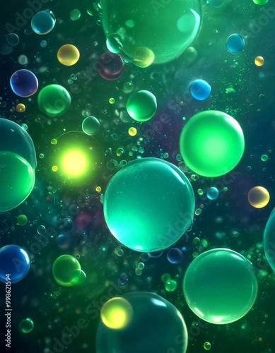 Wallpaper Mural a collection of colorful, spherical bubbles floating in a dark background, creating a visually striking and abstract composition Torontodigital.ca