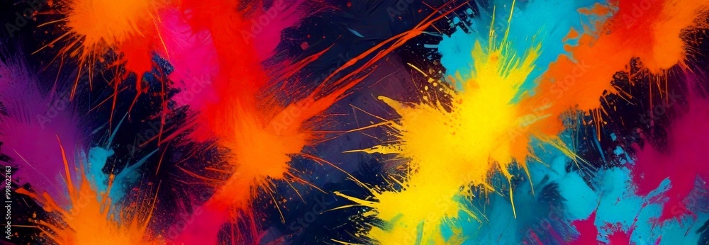 a vibrant abstract composition of colorful paint splatters and splotches, creating a dynamic and energetic visual effect a vibrant abstract composition of colorful paint splatters and splotches, creating a dynamic and energetic visual effect