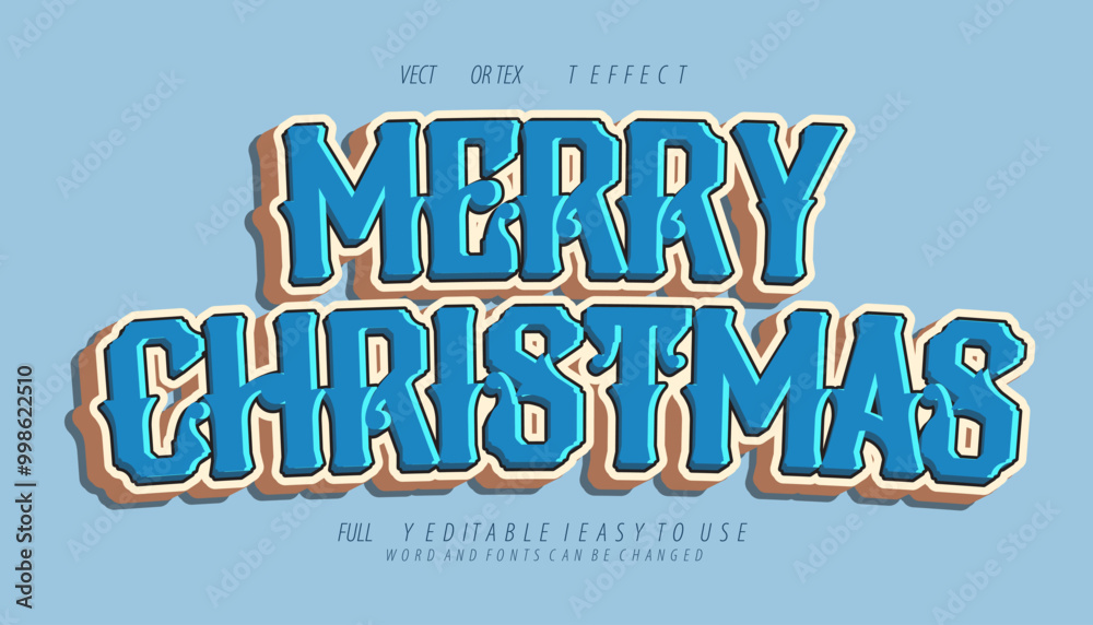 Obraz premium 3d editable merry christmas text effect graphic style template