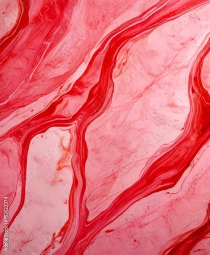 a close-up view pink marble-like surface with swirling, fluid patterns photo