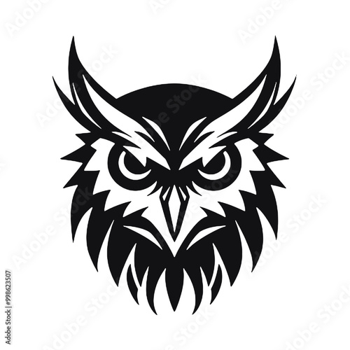 Monochromatic Silhouette of owl logo vector illustration