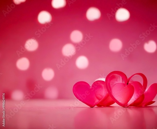Pink hearts on a pink background with white polka dots