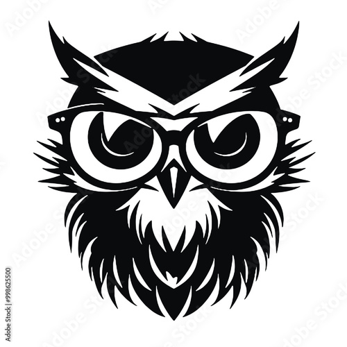  Owl wear glasses silhouette vector illustration 