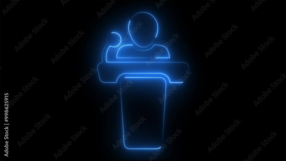 blue color neon line man icon animated with black background. blue color neon line man icon animated with black background.