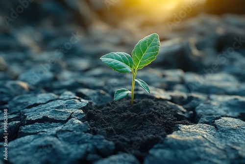 Lush Green Plant Growing Vibrantly in Soil with Rich Textures and Natural Light for a Fresh Look