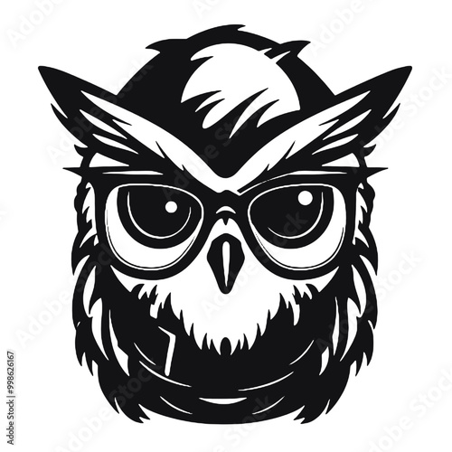  Owl wear glasses silhouette vector illustration
