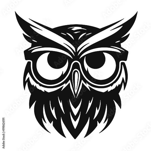  Owl wear glasses silhouette vector illustration
