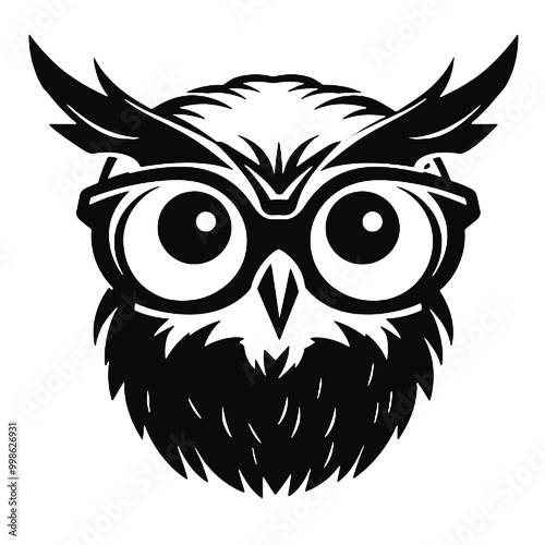  Owl wear glasses silhouette vector illustration 