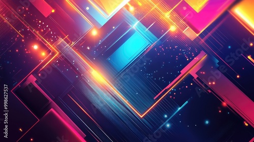 Beautiful abstract innovation background featuring vibrant geometric shapes and dynamic light effects, symbolizing modern technology and creativity