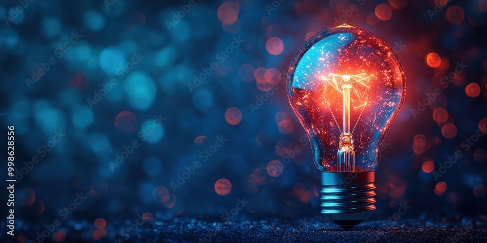 Glowing Light Bulb with Blue and Red Glow Effects Glowing Light Bulb with Blue and Red Glow Effects