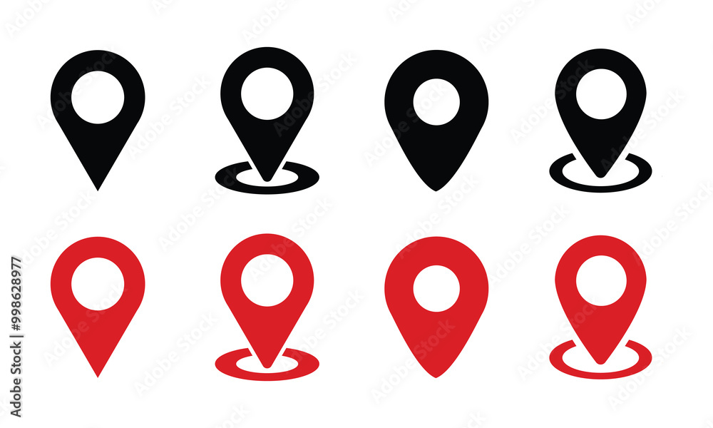 Set of map pin location icons. Location or map pin icon symbol set vector illustration Set of map pin location icons. Location or map pin icon symbol set vector illustration
