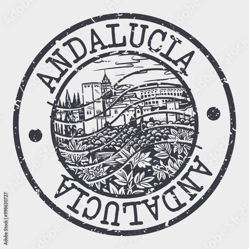 Andalucia Stamp Postal. Silhouette Seal. Passport Round Design. Vector Icon. Design Retro Travel. National Symbol.	
