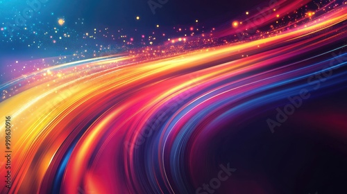 Vibrant innovation background featuring bold  flowing lines and light rays  evoking creativity and futuristic design