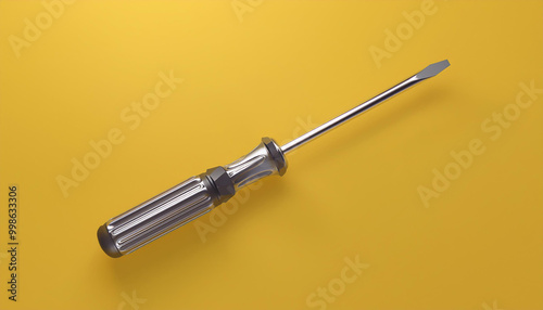 3D illustration of a yellow crosshead screwdrivers hand tool isolated on a monocrome background. 3D render and illustration of repair and installation tool