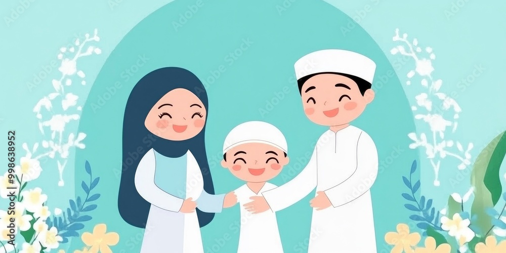 A family of three, a man, a woman and a child A family of three, a man, a woman and a child