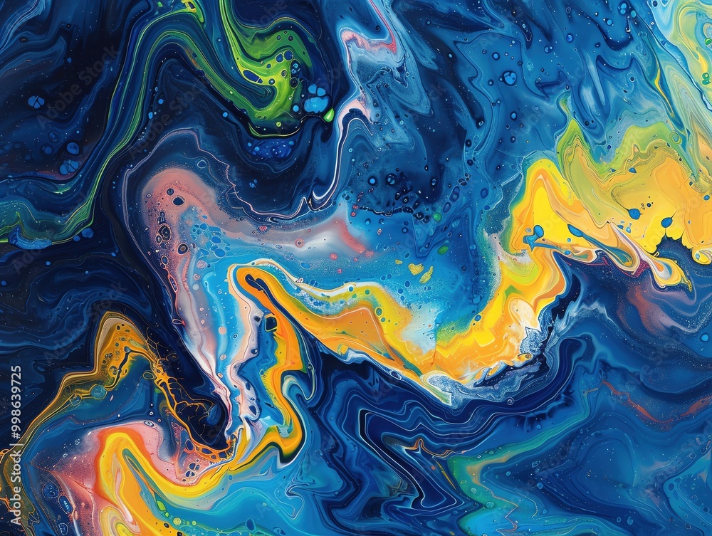 Vibrant abstract art featuring swirling colors of blue, yellow, and green. Perfect for modern decor and creative projects. Vibrant abstract art featuring swirling colors of blue, yellow, and green. Perfect for modern decor and creative projects.