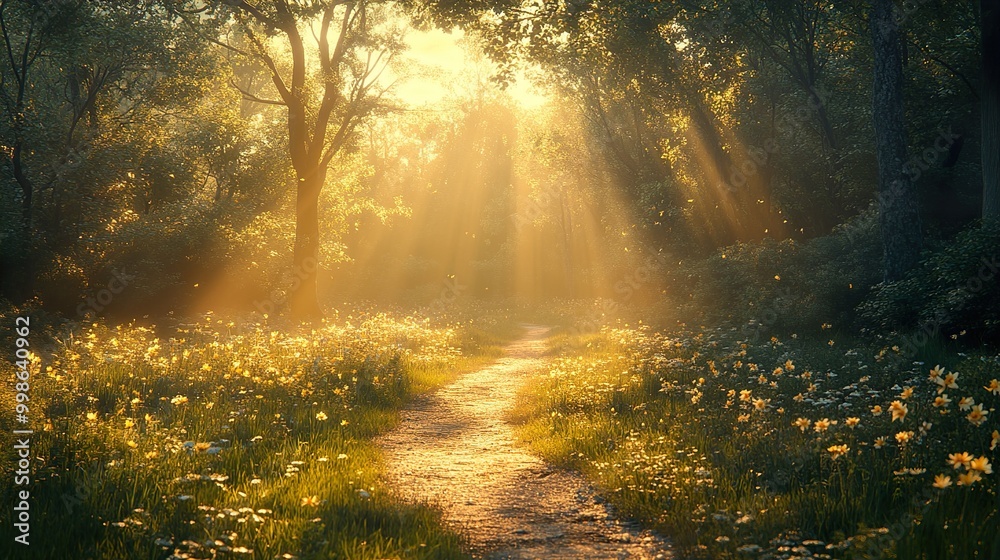 Sunbeams Through the Forest: A Path to Tranquility Sunbeams Through the Forest: A Path to Tranquility