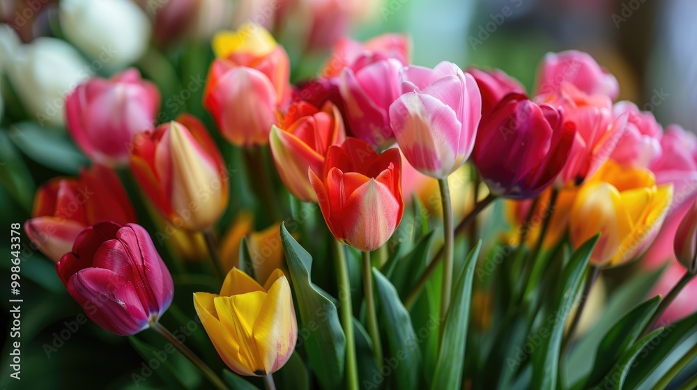 Flowers Spring Holidays And Home Decor Concept Bouquet Beautiful Tulips Floral Background Flowers Spring Holidays And Home Decor Concept Bouquet Beautiful Tulips Floral Background