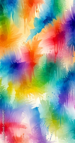 Wallpaper Mural a vibrant abstract painting with a rainbow-like color palette, featuring splashes of blue, green, orange, and red The painting is textured and appears to be created using a Torontodigital.ca