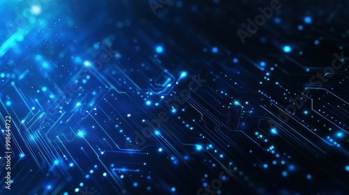 Abstract blue glowing lines, digital technology concept background.