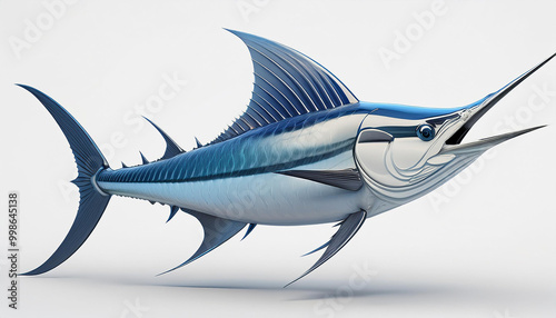 Blue Marlin fish isolated on white background. 3D rendering photo