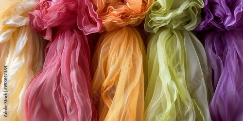 colored fabric samples. photo