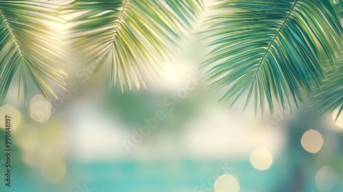 Lush green palm leaves crea...