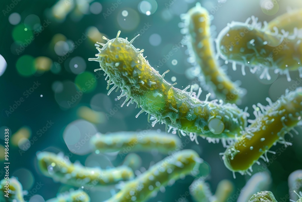 Naklejka premium Microscopic view of bacteria spreading through a medium