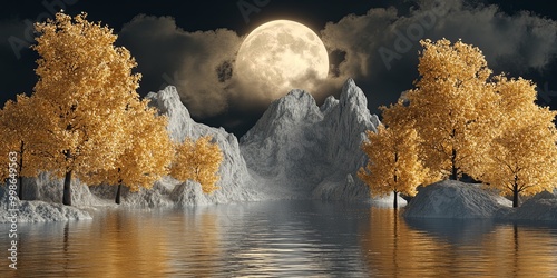 A serene nighttime landscap...