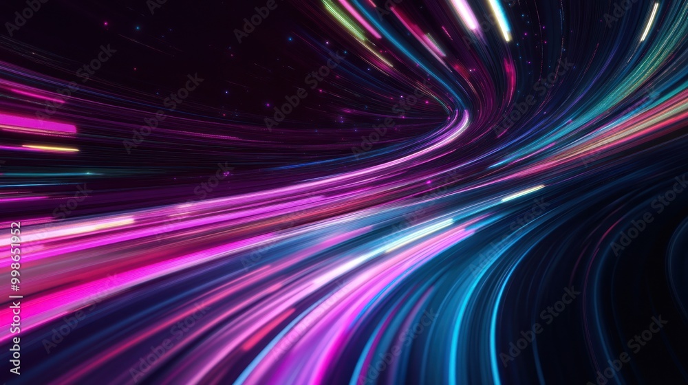 Abstract neon light trails in dark background. Abstract neon light trails in dark background.