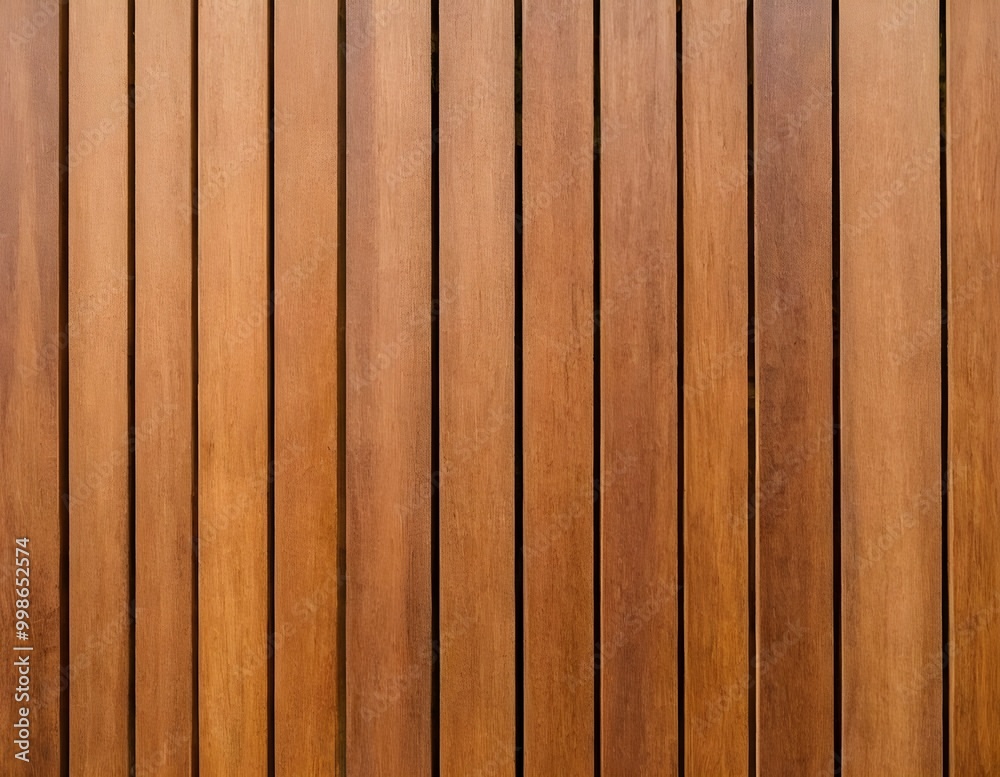 Obraz premium Close-up polished wooden decking showcasing rich grain patterns and warm tones in natural light