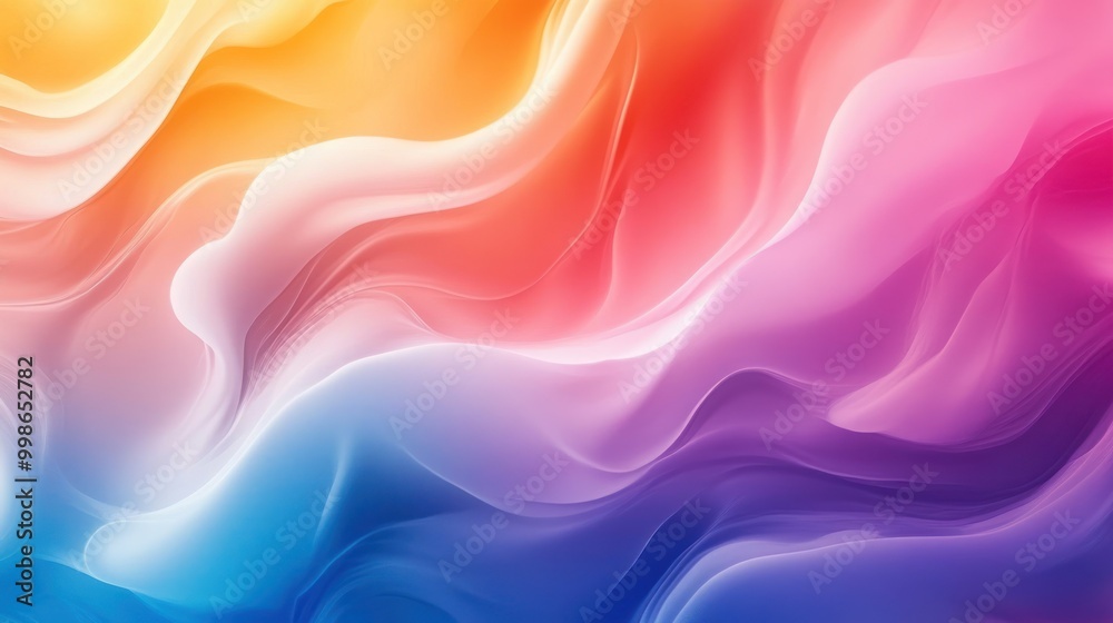 Abstract background of colorful, flowing, wavy, smooth, gradient, and blurred liquid patterns in yellow, orange, red, pink, purple, and blue. Abstract background of colorful, flowing, wavy, smooth, gradient, and blurred liquid patterns in yellow, orange, red, pink, purple, and blue.