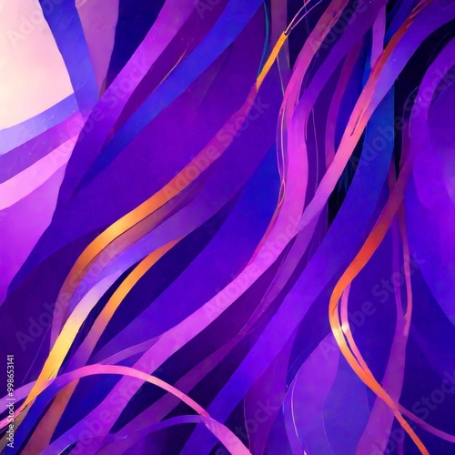 a vibrant abstract composition of overlapping purple and orange lines, creating a dynamic and visually striking pattern photo