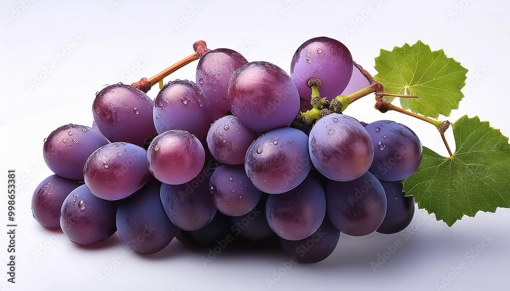 Fototapeta premium Purple grape isolated on a white background, showing the details of the skin and texture