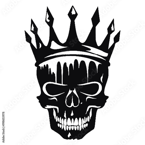 Skull with Crown  silhouette  Illustration