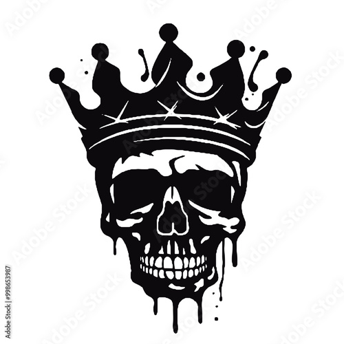 Skull with Crown  silhouette  Illustration