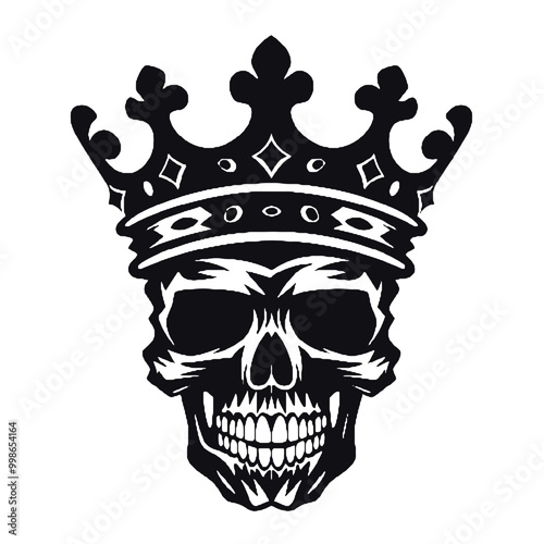 Skull with Crown  silhouette  Illustration