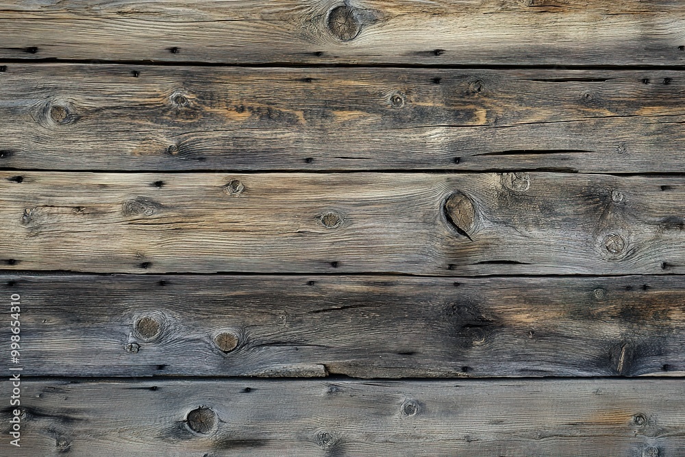 Fototapeta premium Rustic aged wooden plank texture with knots and patterns