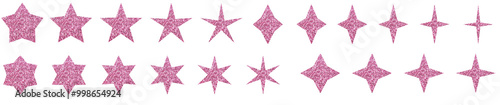 Wallpaper Mural Set of four pointed, five pointed, six pointed glitter pink stars isolated on transparent background Torontodigital.ca