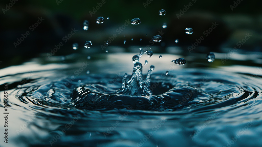 Water droplets suspended in air create mesmerizing splash, capturing beauty of natures fluid dynamics. ripples and reflections enhance tranquil atmosphere Water droplets suspended in air create mesmerizing splash, capturing beauty of natures fluid dynamics. ripples and reflections enhance tranquil atmosphere
