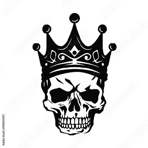 Skull with Crown silhouette vector illustration