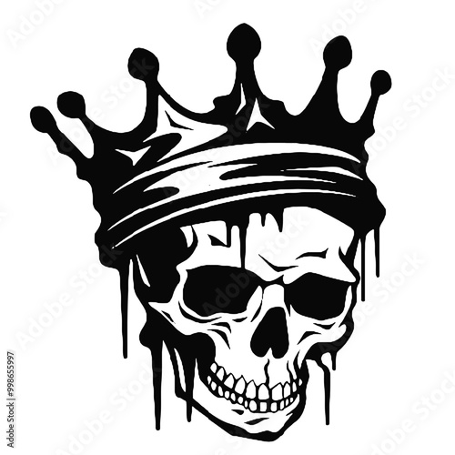 Skull with Crown silhouette vector illustration